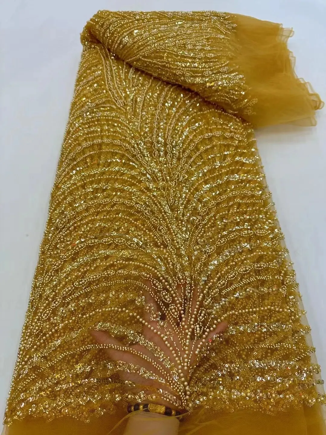5 YARDS / 10 COLORS / Daskel Abstract Sequin Beaded Embroidery Tulle Mesh Lace Dress Fabric