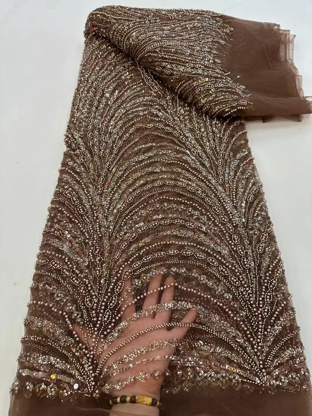 5 YARDS / 10 COLORS / Daskel Abstract Sequin Beaded Embroidery Tulle Mesh Lace Dress Fabric