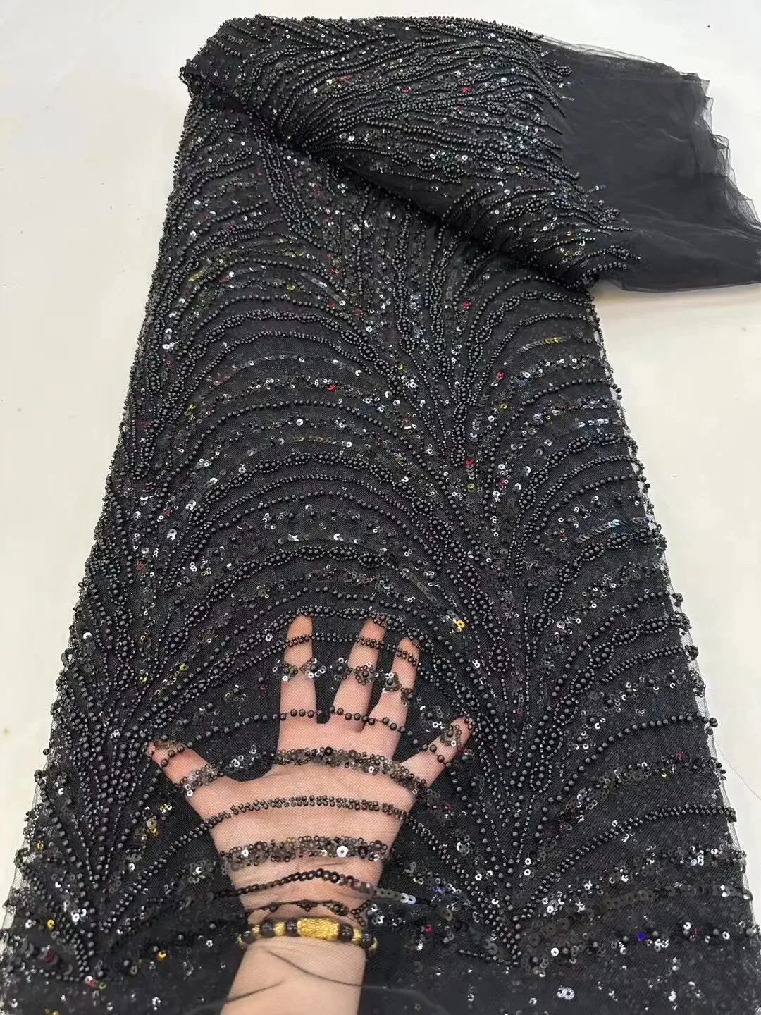 5 YARDS / 10 COLORS / Daskel Abstract Sequin Beaded Embroidery Tulle Mesh Lace Dress Fabric