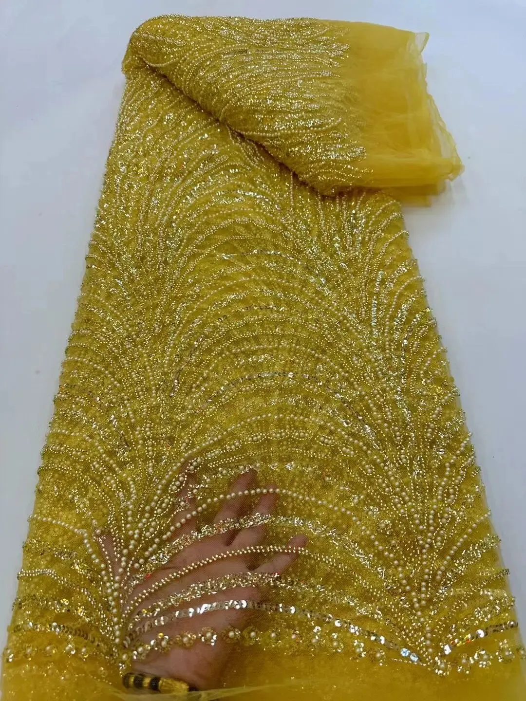 5 YARDS / 10 COLORS / Daskel Abstract Sequin Beaded Embroidery Tulle Mesh Lace Dress Fabric