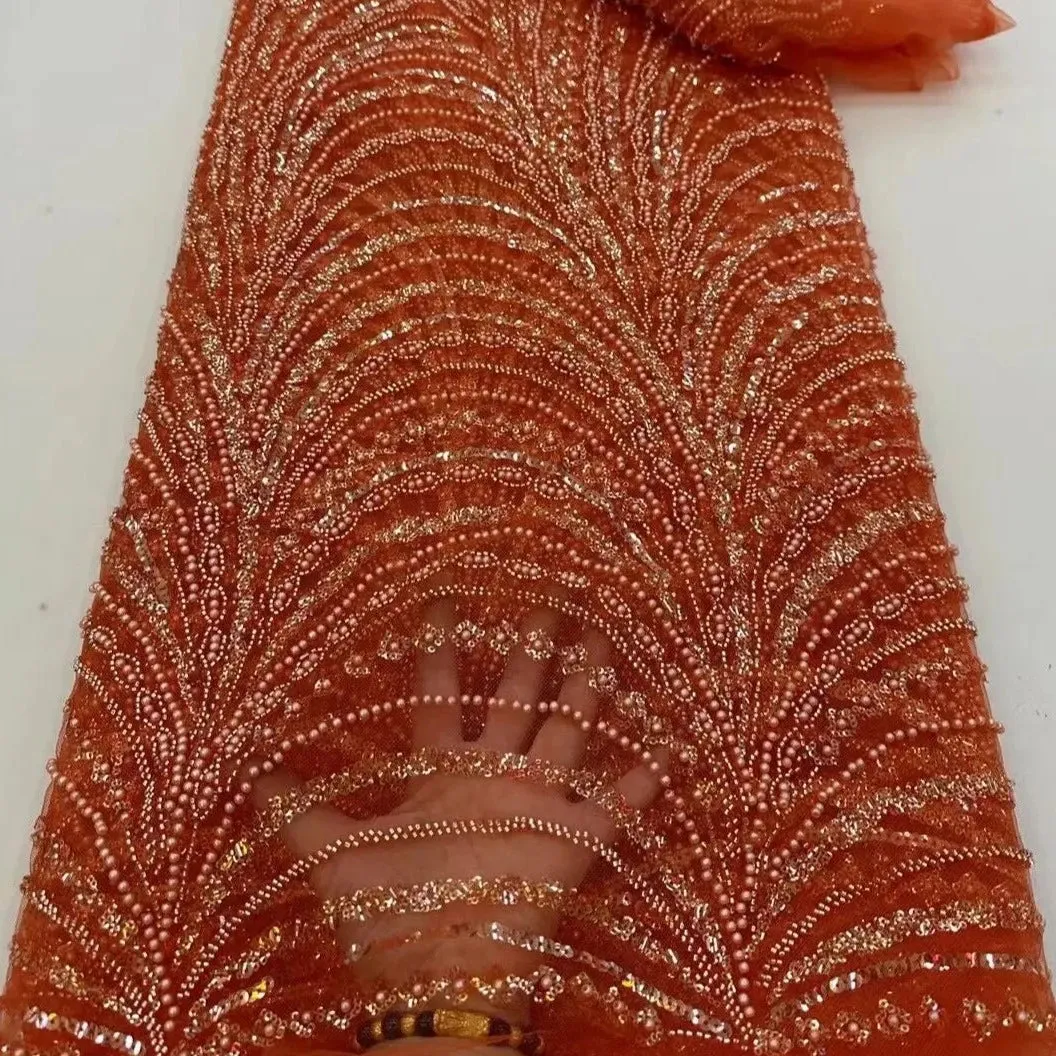 5 YARDS / 10 COLORS / Daskel Abstract Sequin Beaded Embroidery Tulle Mesh Lace Dress Fabric