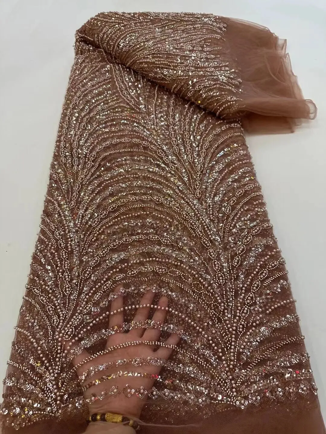 5 YARDS / 10 COLORS / Daskel Abstract Sequin Beaded Embroidery Tulle Mesh Lace Dress Fabric