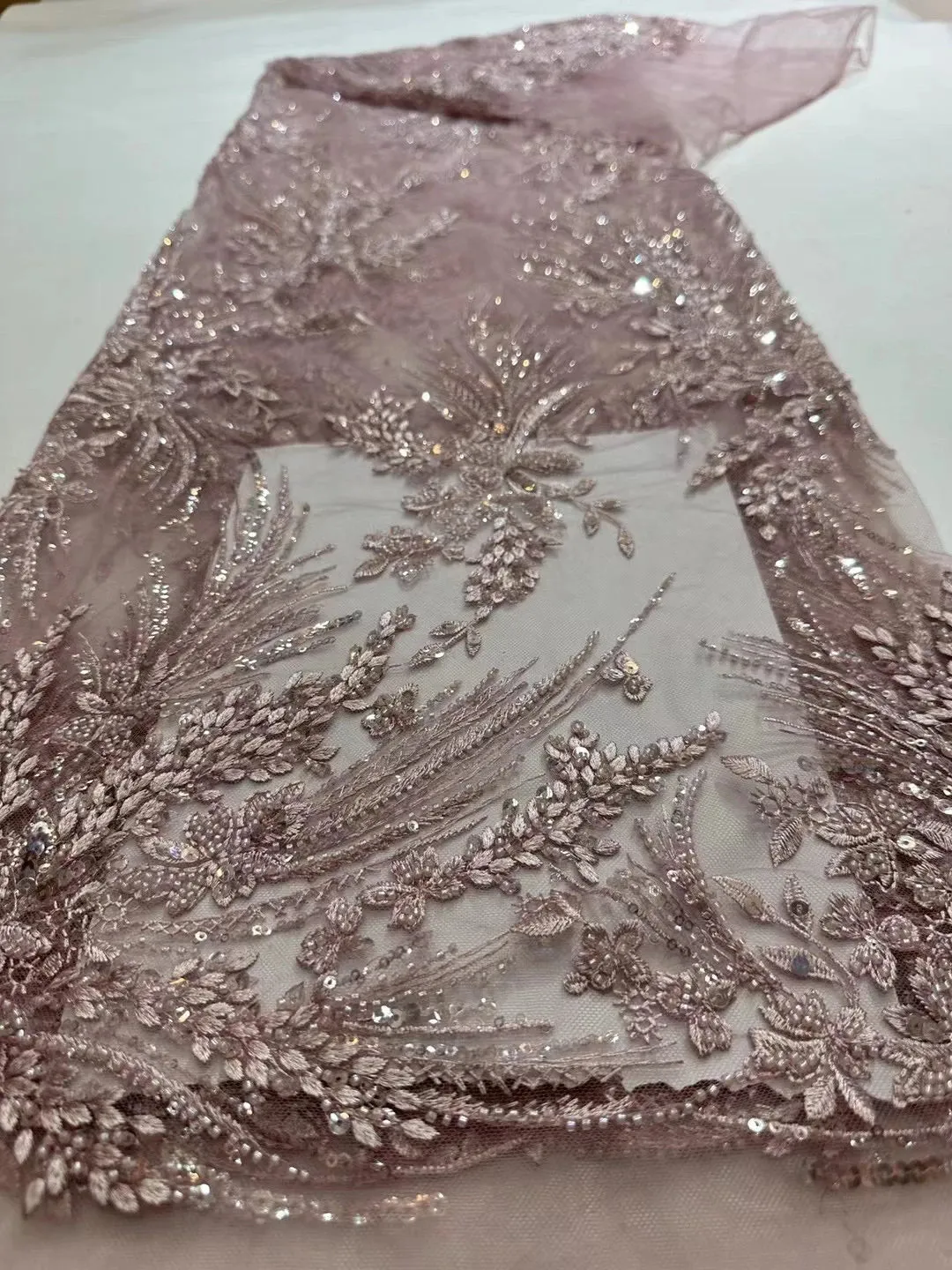 5 YARDS / 10 COLORS / Kialmore Floral Sequin Beaded Embroidery Tulle Mesh Lace Dress Fabric