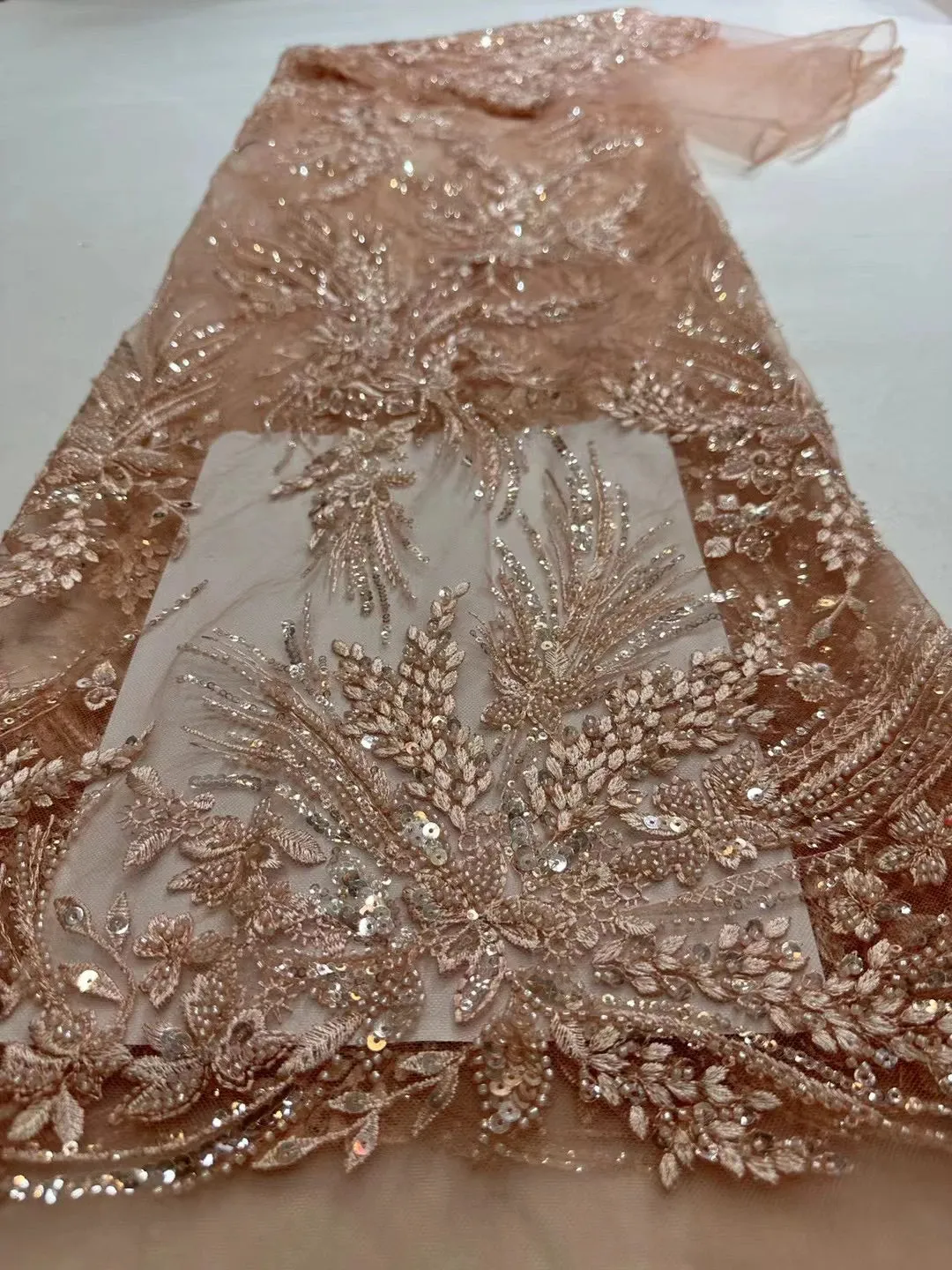 5 YARDS / 10 COLORS / Kialmore Floral Sequin Beaded Embroidery Tulle Mesh Lace Dress Fabric