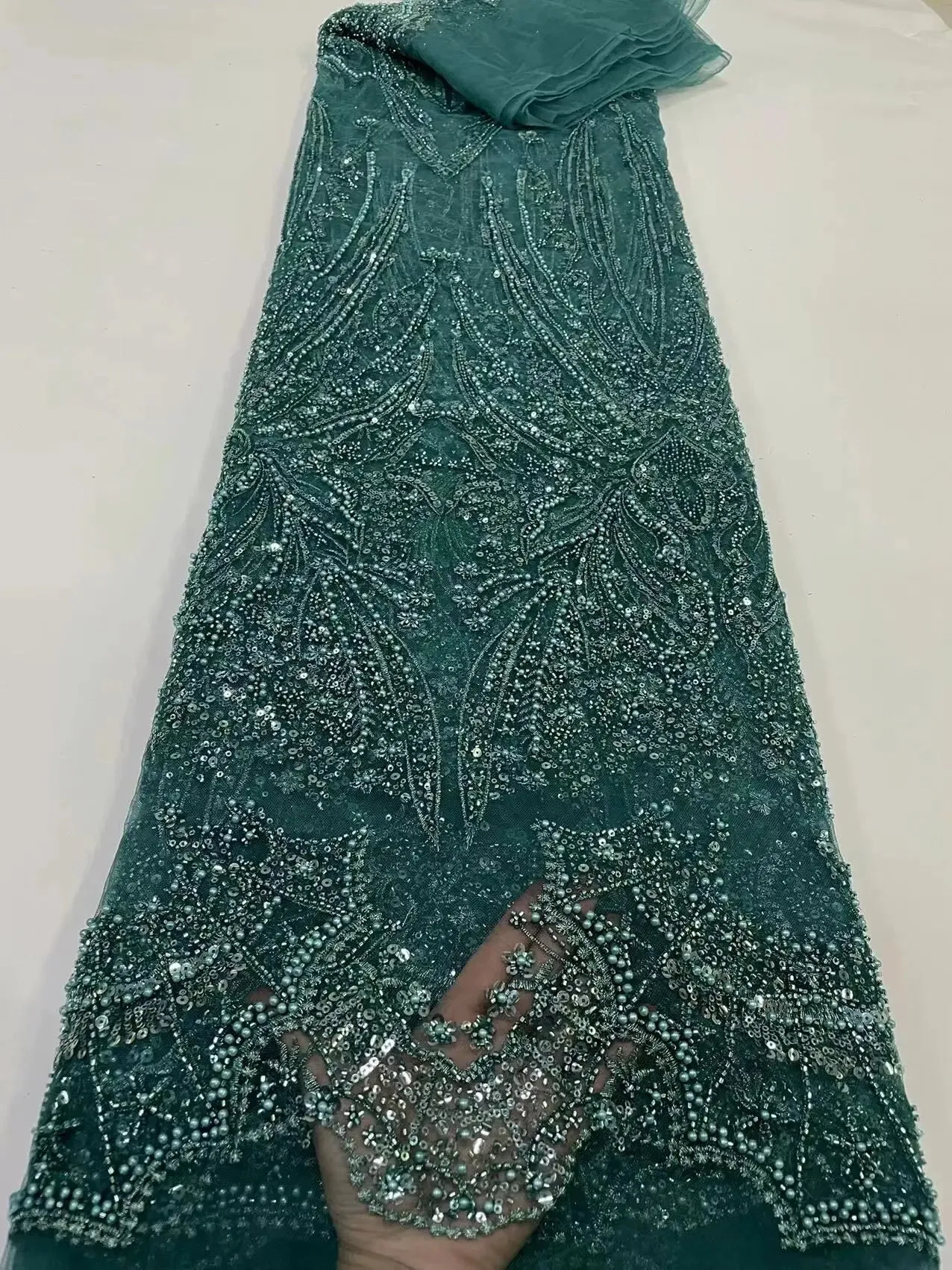 5 YARDS / 16 COLORS / Lamuxus Royal Beaded Embroidery Glitter Mesh Lace  Party Prom Bridal Dress Fabric