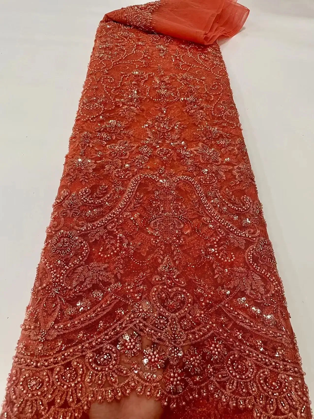 5 YARDS / 16 COLORS / Lamuxus Royal Beaded Embroidery Glitter Mesh Lace  Party Prom Bridal Dress Fabric