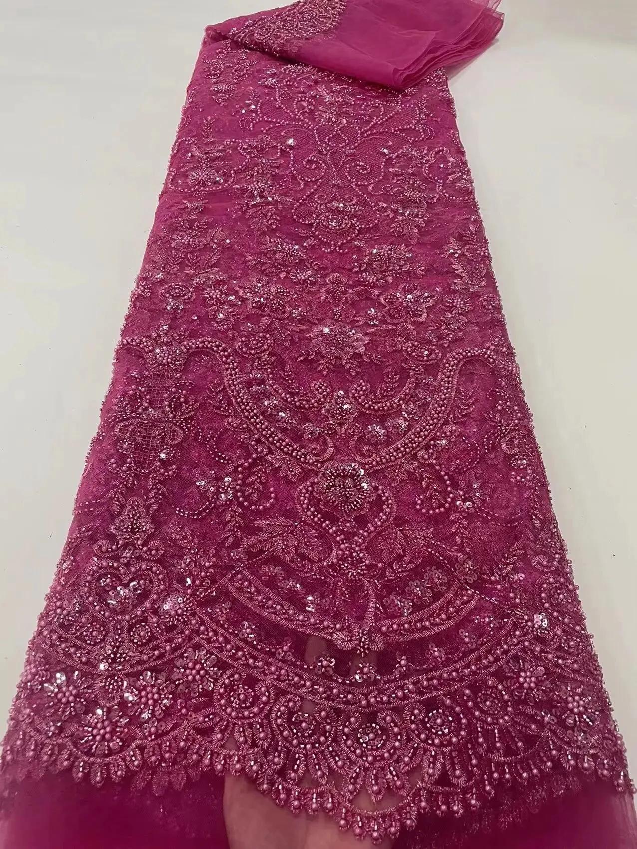 5 YARDS / 16 COLORS / Lamuxus Royal Beaded Embroidery Glitter Mesh Lace  Party Prom Bridal Dress Fabric