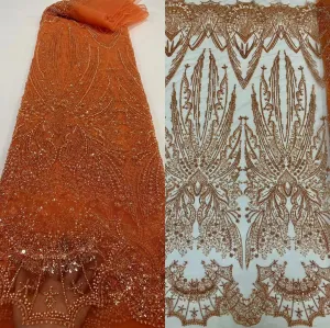 5 YARDS / 16 COLORS / Lamuxus Royal Beaded Embroidery Glitter Mesh Lace  Party Prom Bridal Dress Fabric