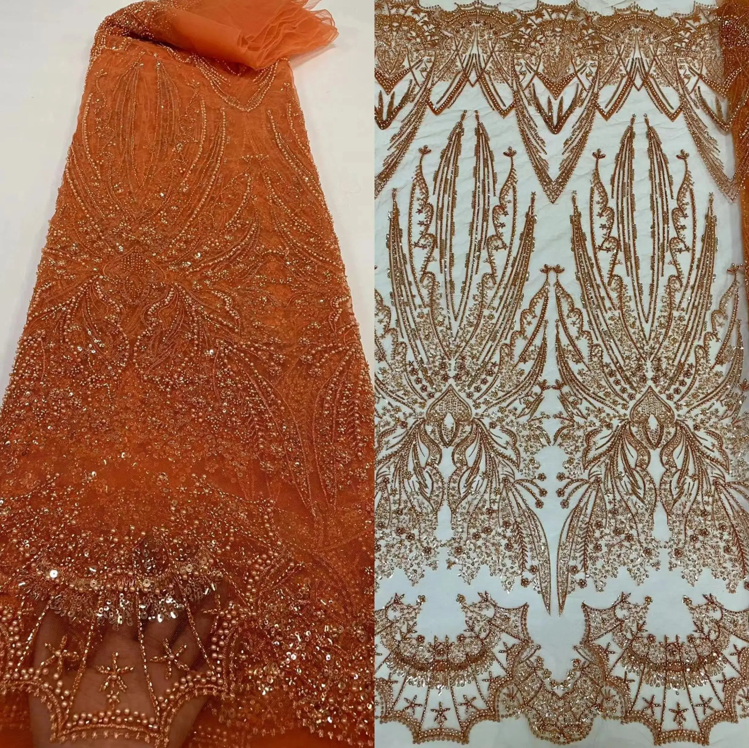 5 YARDS / 16 COLORS / Lamuxus Royal Beaded Embroidery Glitter Mesh Lace  Party Prom Bridal Dress Fabric