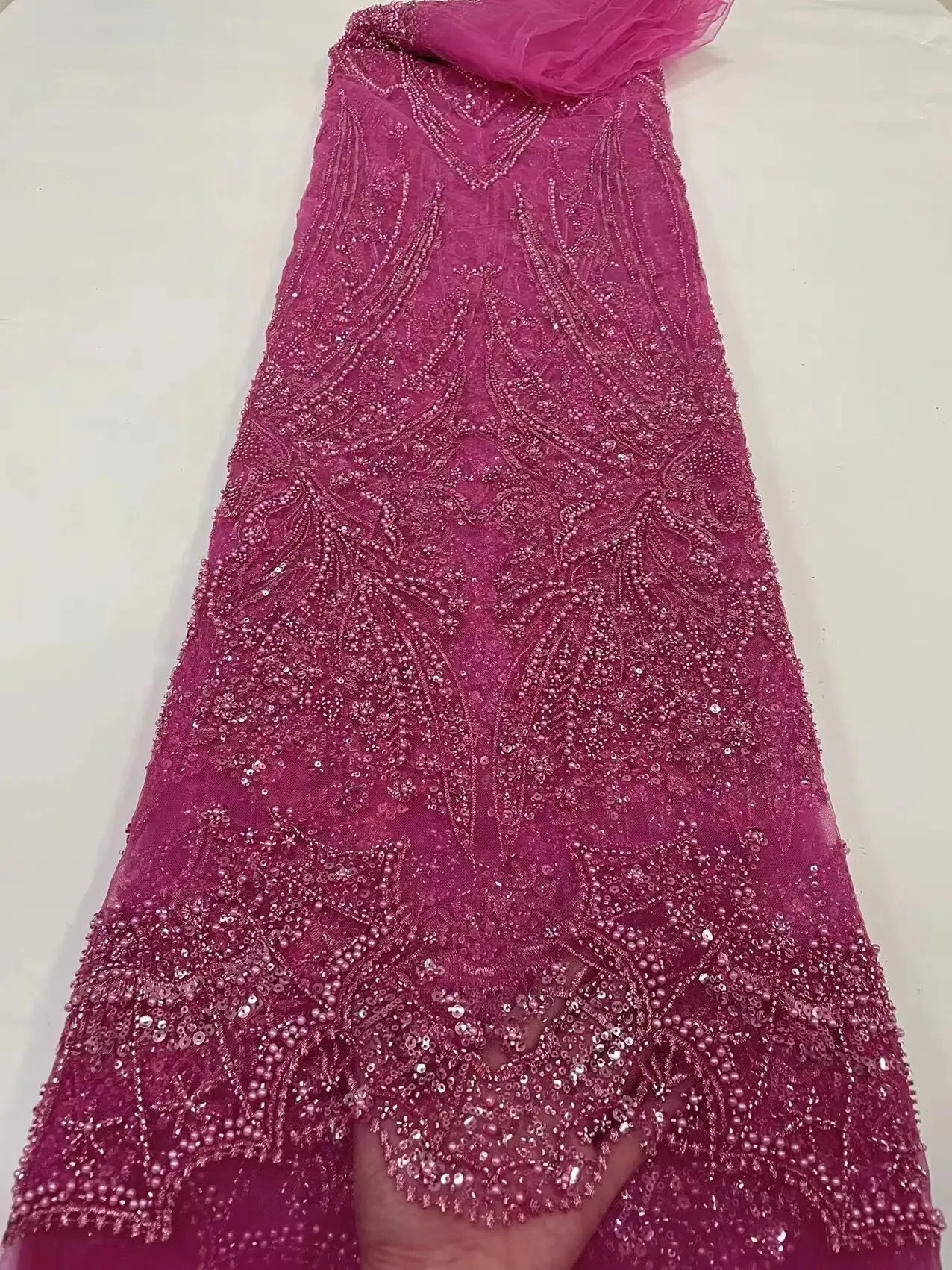 5 YARDS / 16 COLORS / Lamuxus Royal Beaded Embroidery Glitter Mesh Lace  Party Prom Bridal Dress Fabric