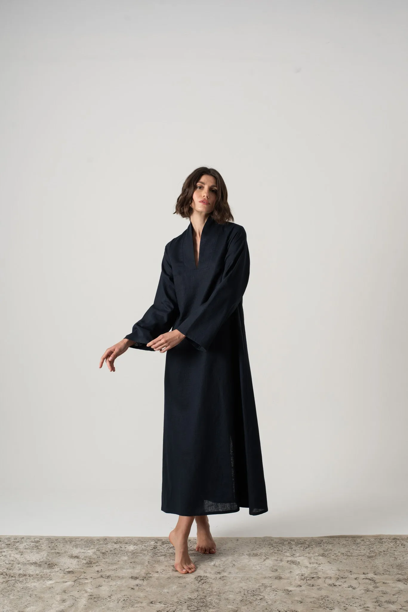 Alarik Linen Kaftan Navy