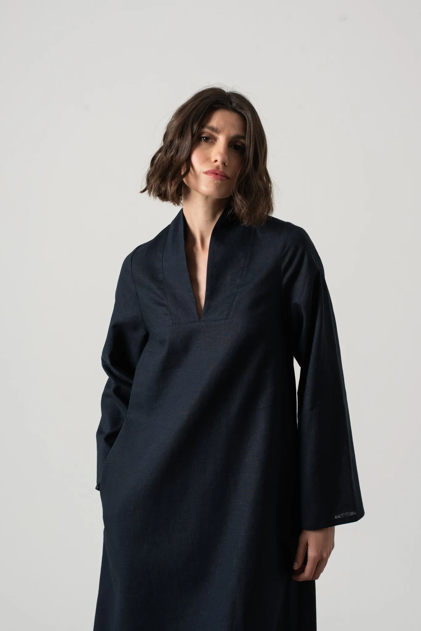 Alarik Linen Kaftan Navy