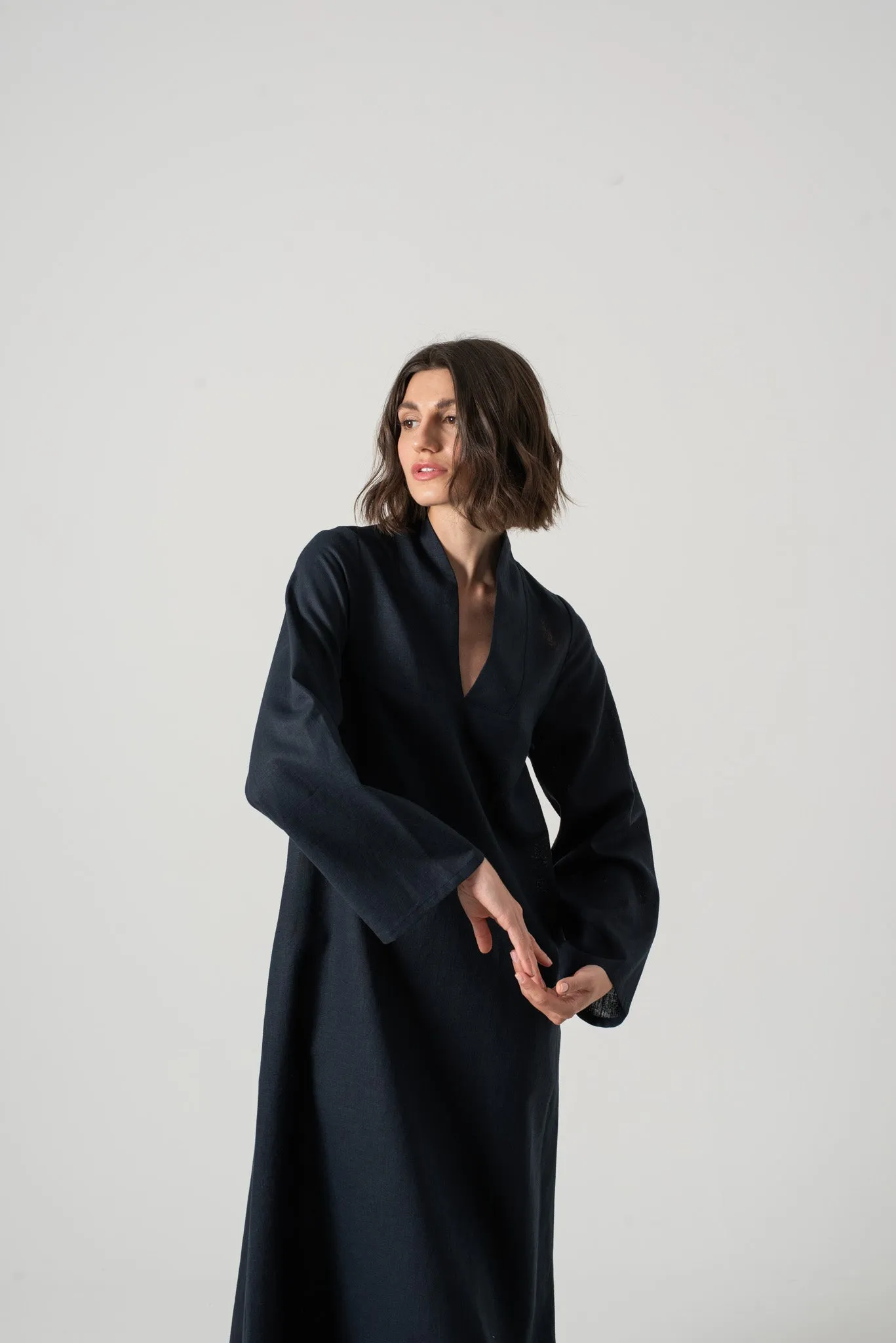 Alarik Linen Kaftan Navy
