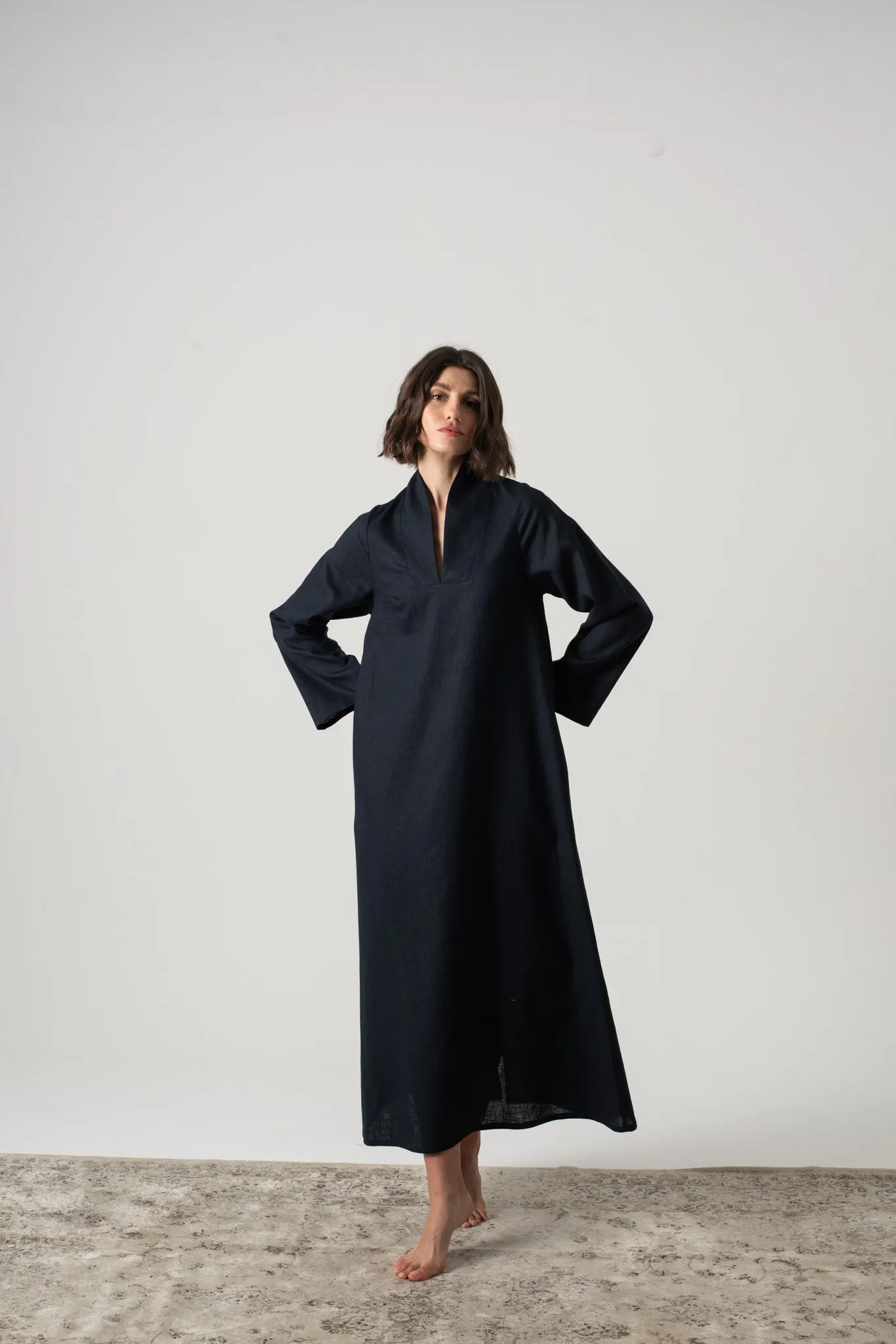 Alarik Linen Kaftan Navy