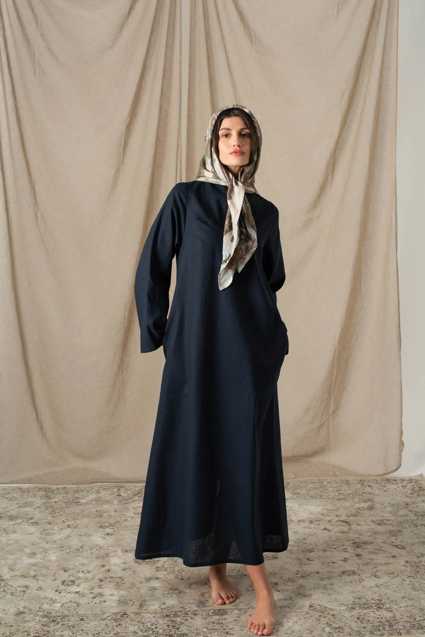 Alarik Linen Kaftan Navy