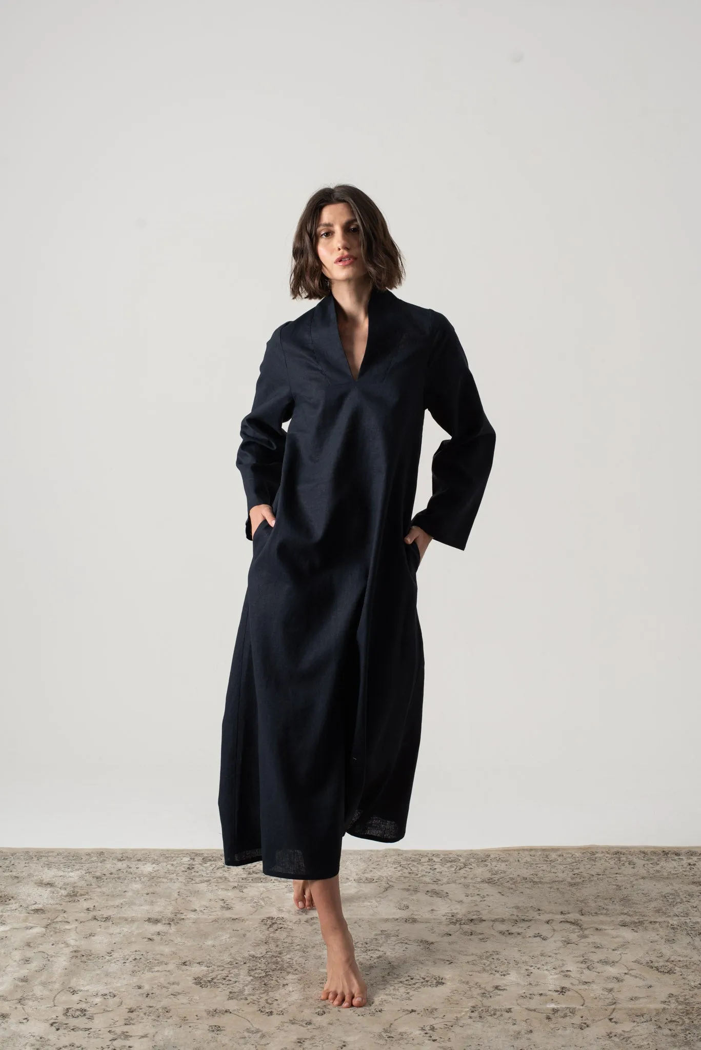 Alarik Linen Kaftan Navy