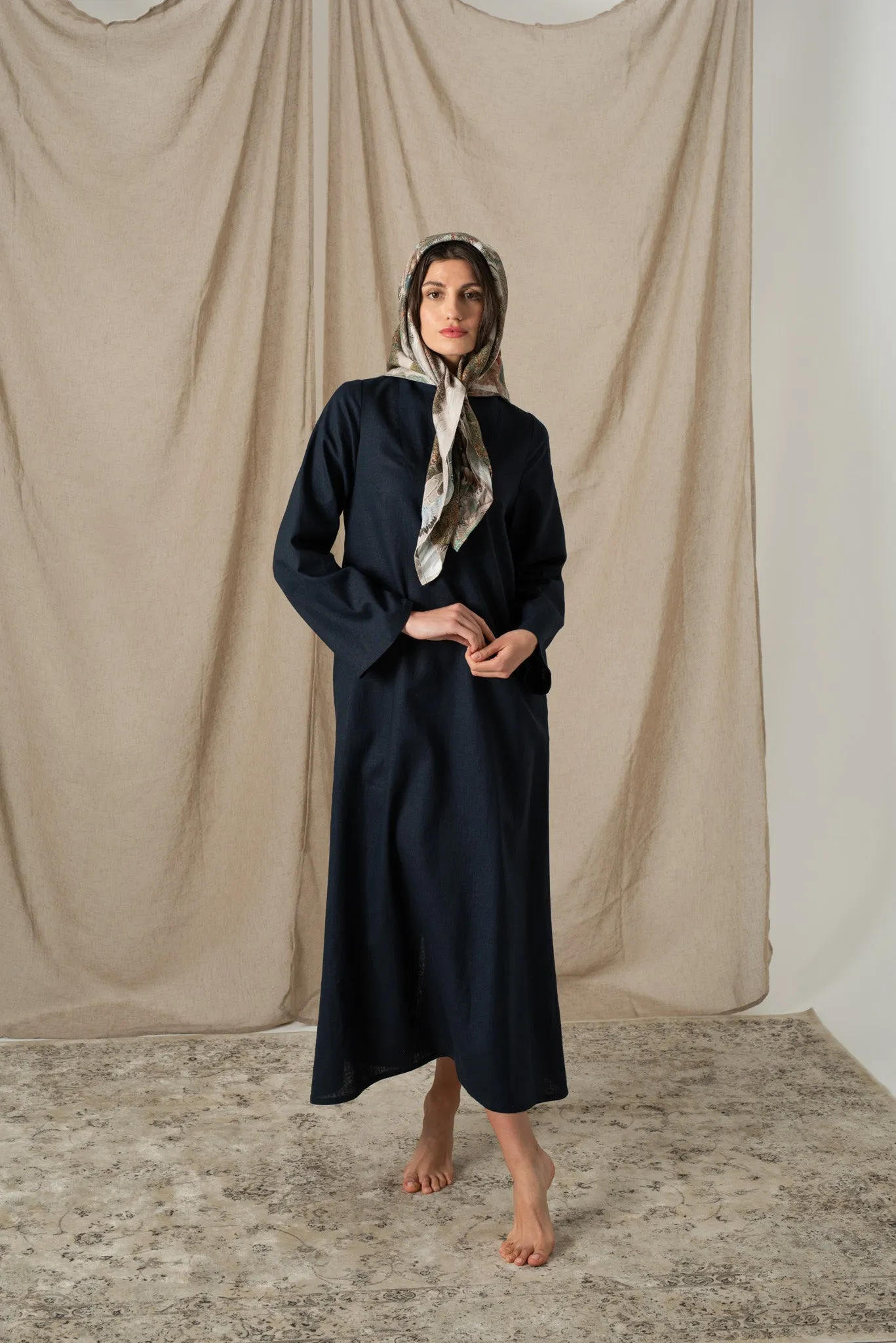 Alarik Linen Kaftan Navy