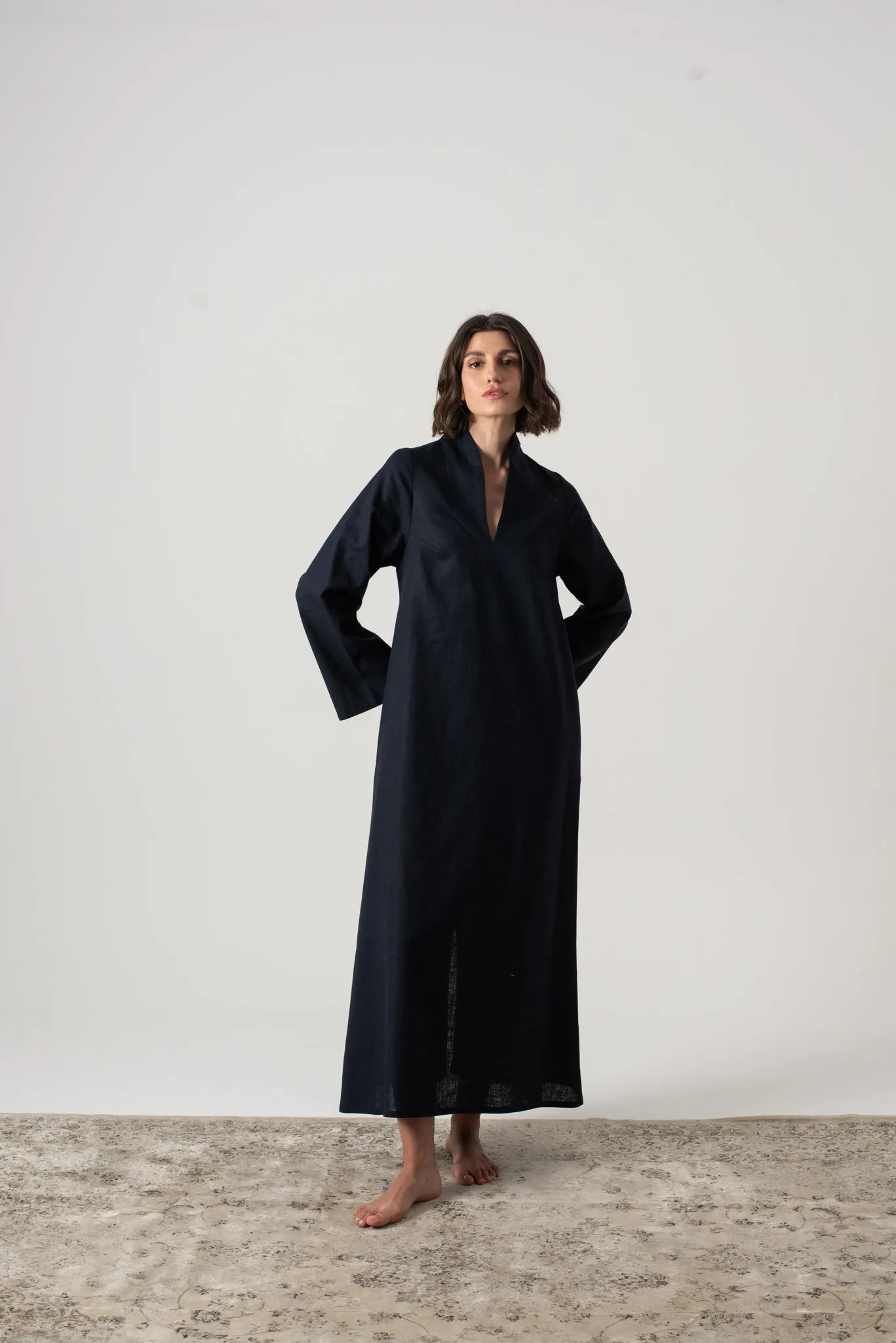 Alarik Linen Kaftan Navy