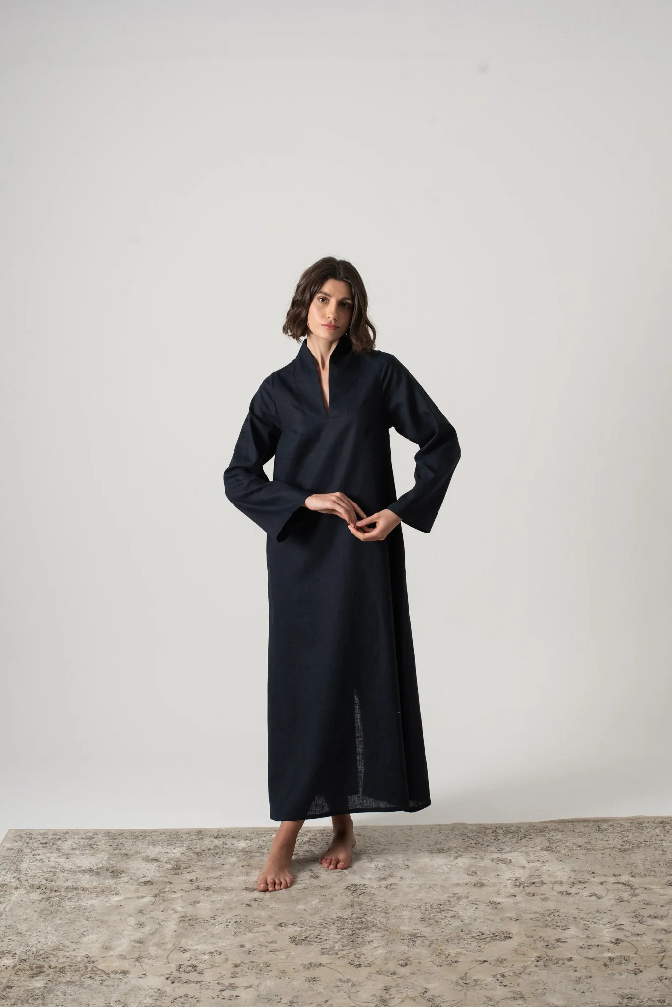 Alarik Linen Kaftan Navy