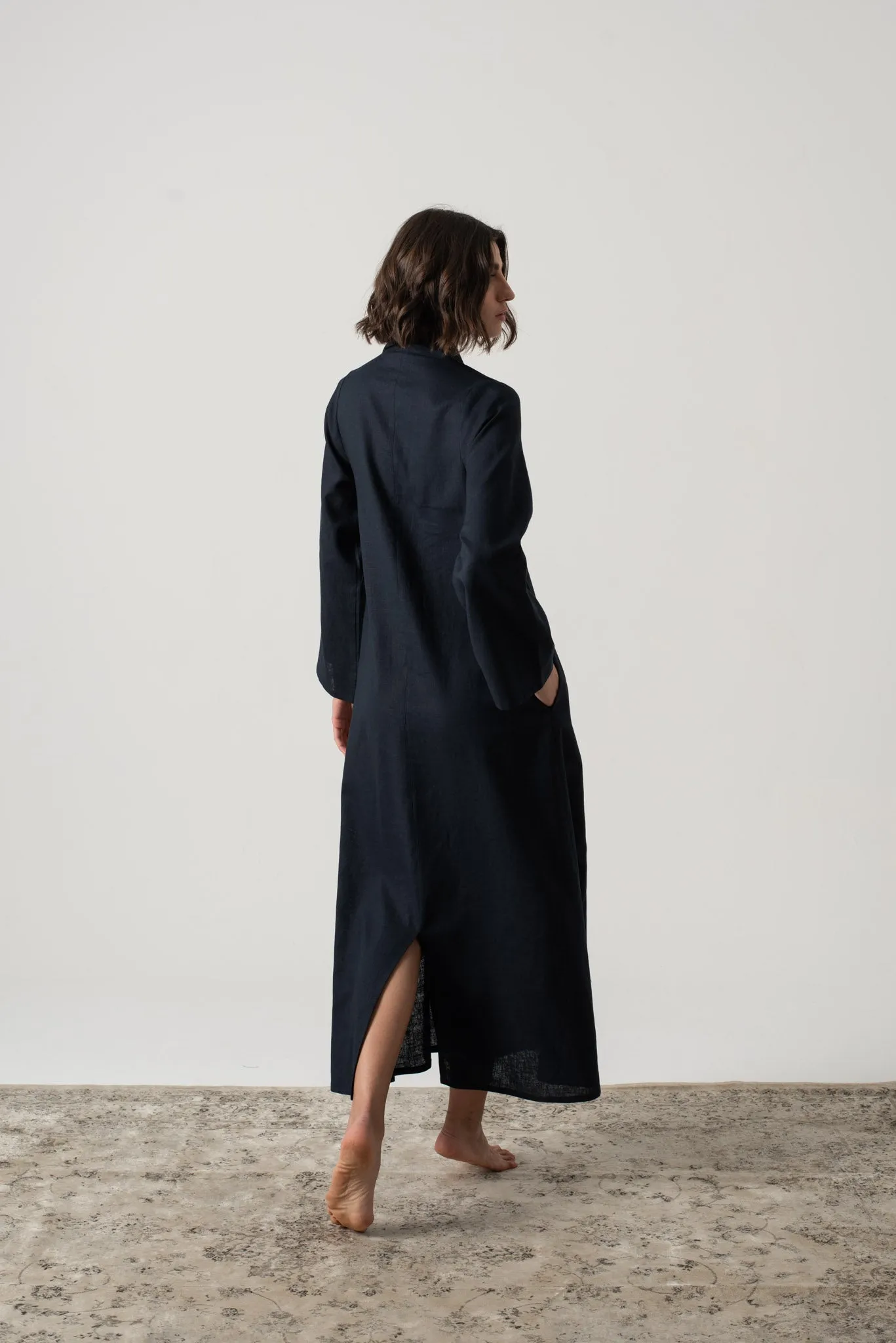 Alarik Linen Kaftan Navy