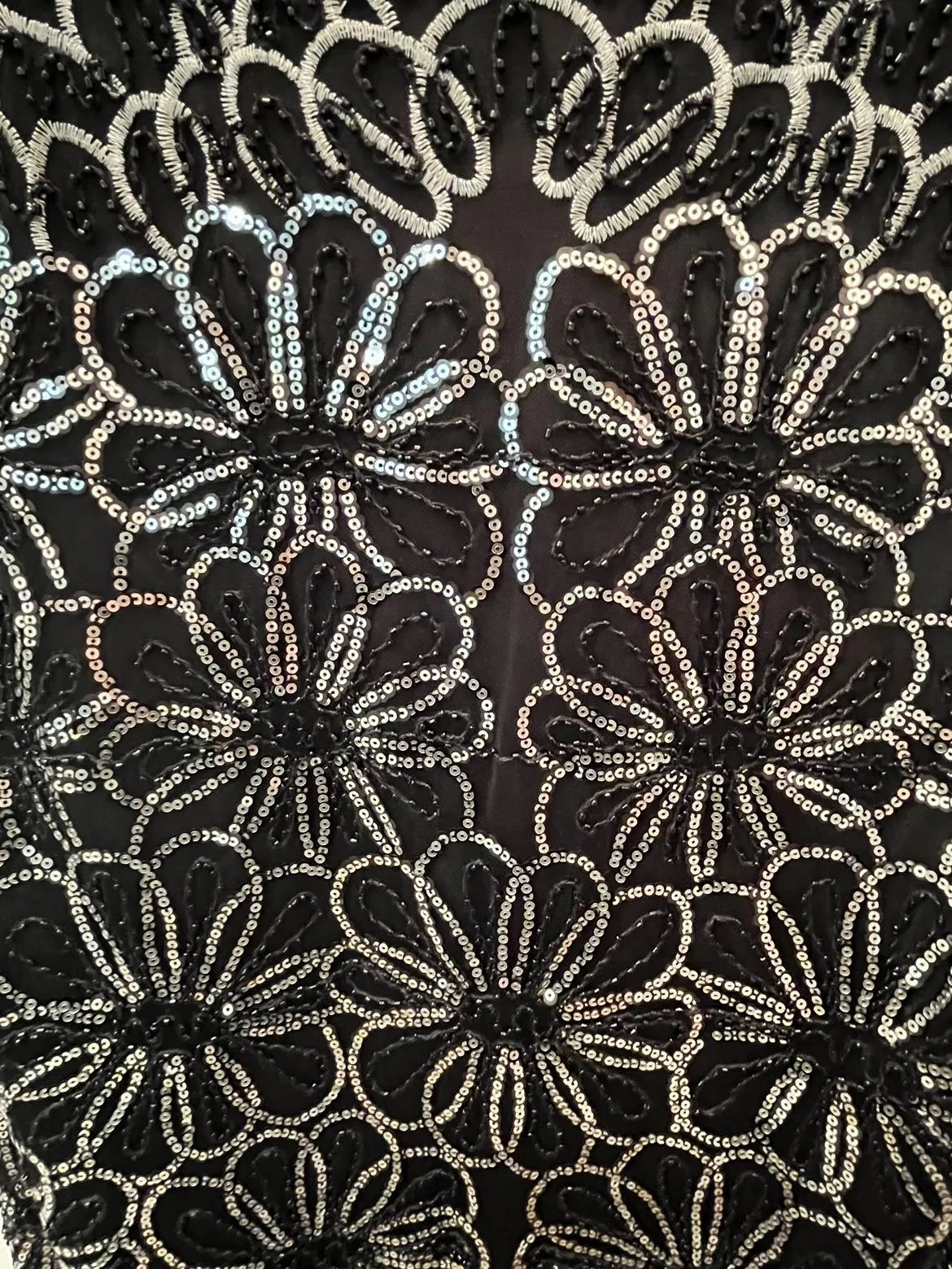 Black sequin & beads embroidery party dress