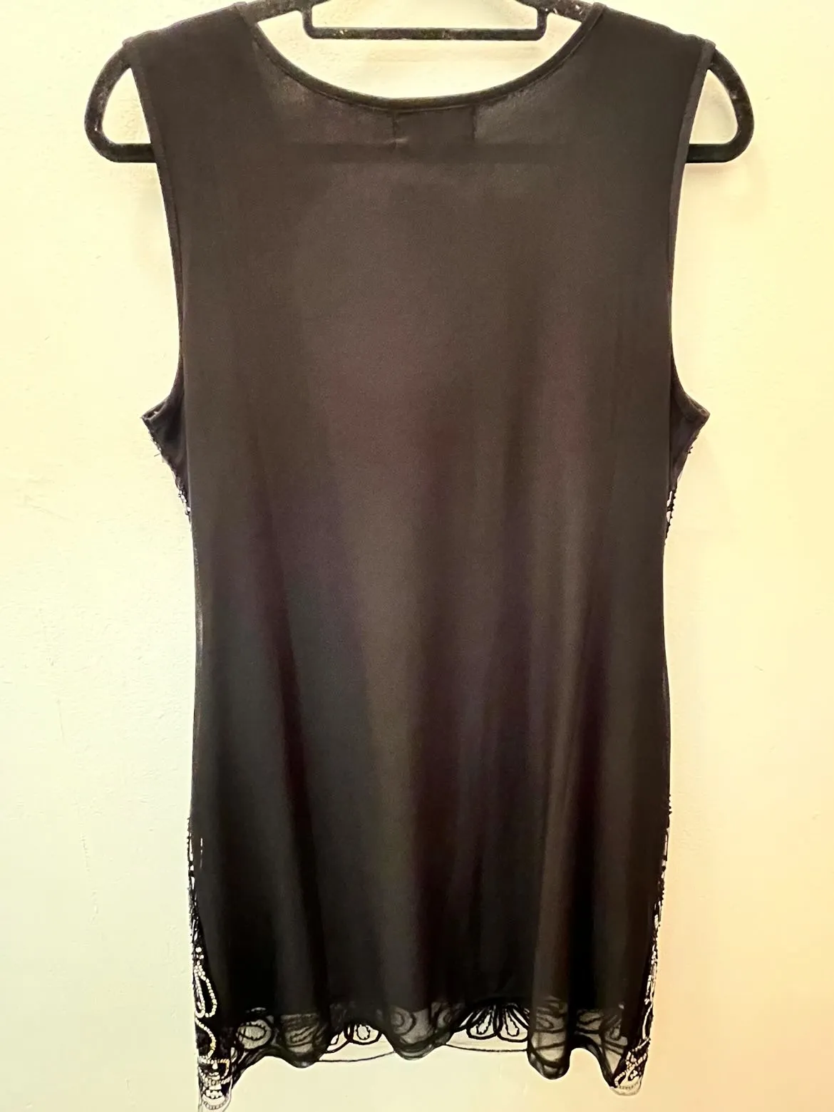 Black sequin & beads embroidery party dress