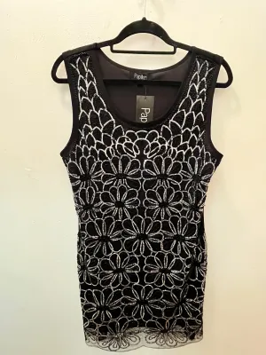 Black sequin & beads embroidery party dress