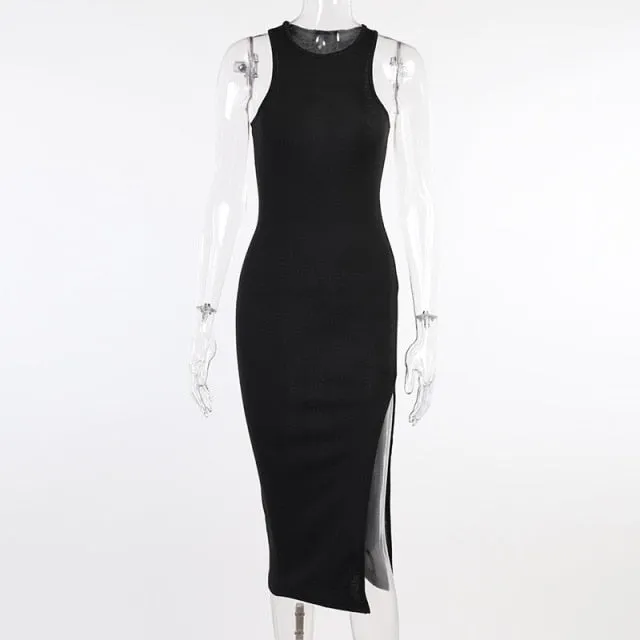 Bodycon Tank Dress Women Split Tight