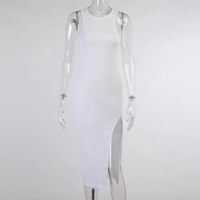 Bodycon Tank Dress Women Split Tight