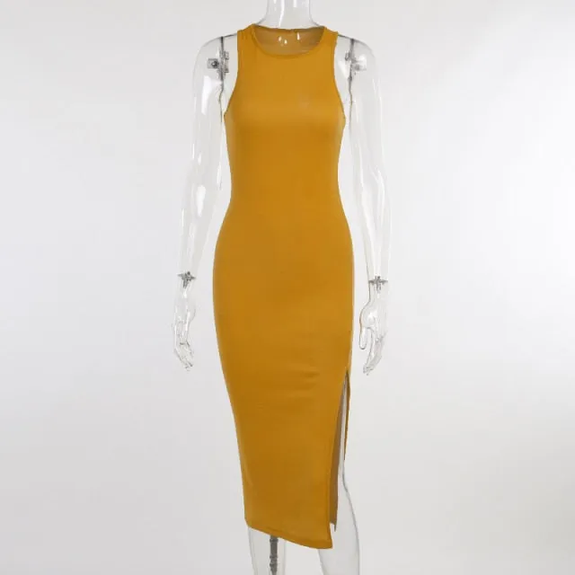 Bodycon Tank Dress Women Split Tight