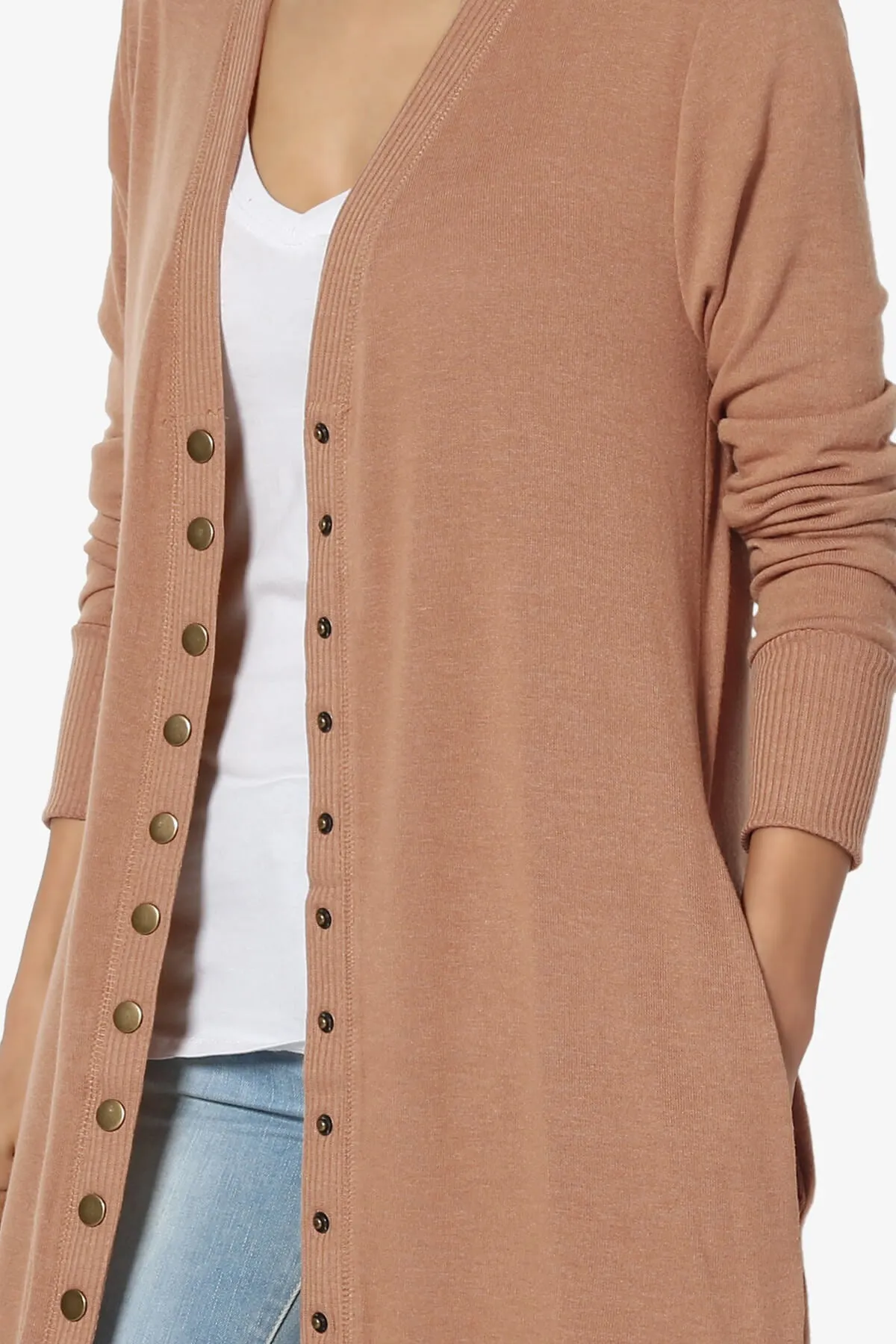 Braeden Snap Button Long Cardigan PLUS