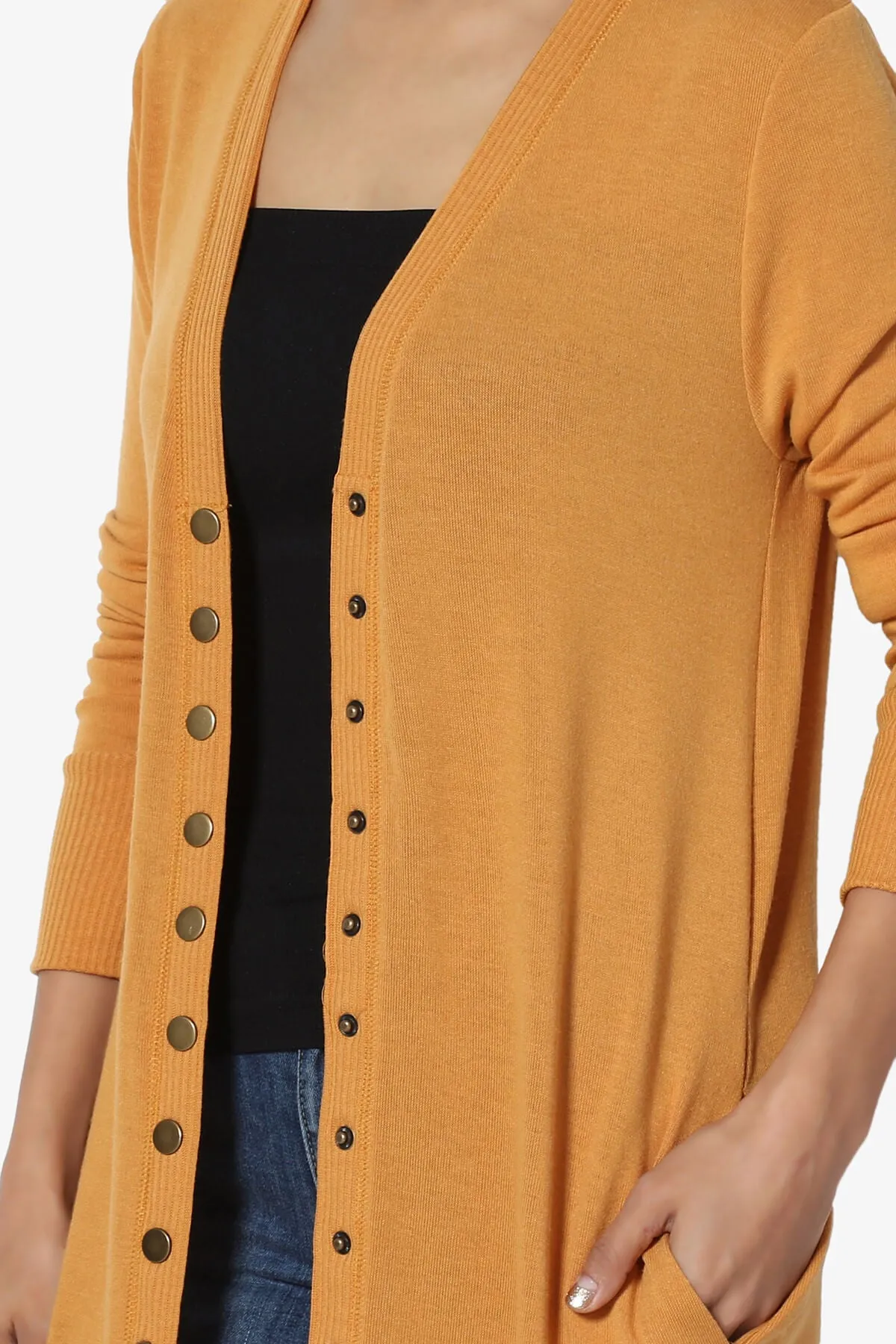 Braeden Snap Button Long Cardigan PLUS