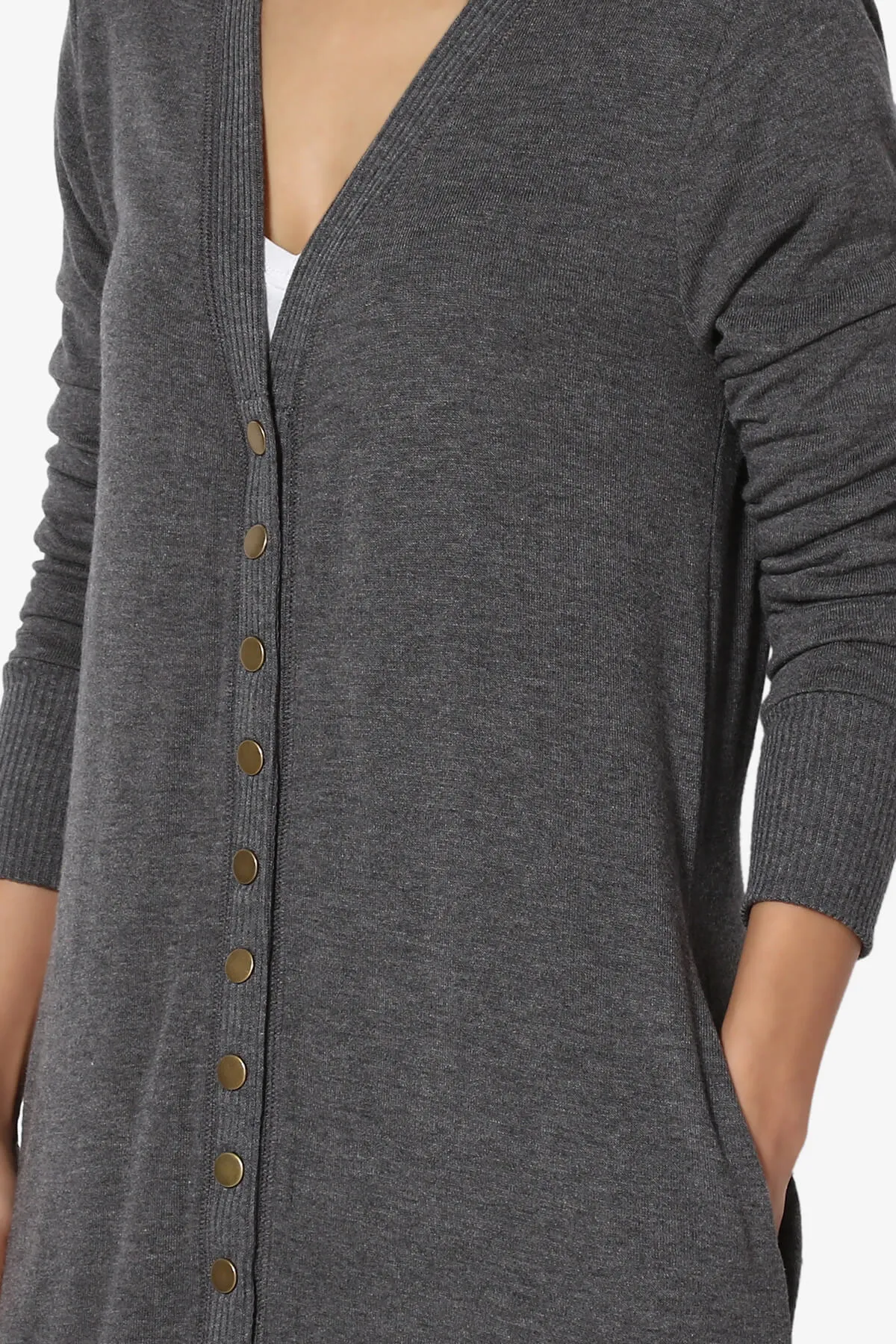 Braeden Snap Button Long Cardigan PLUS
