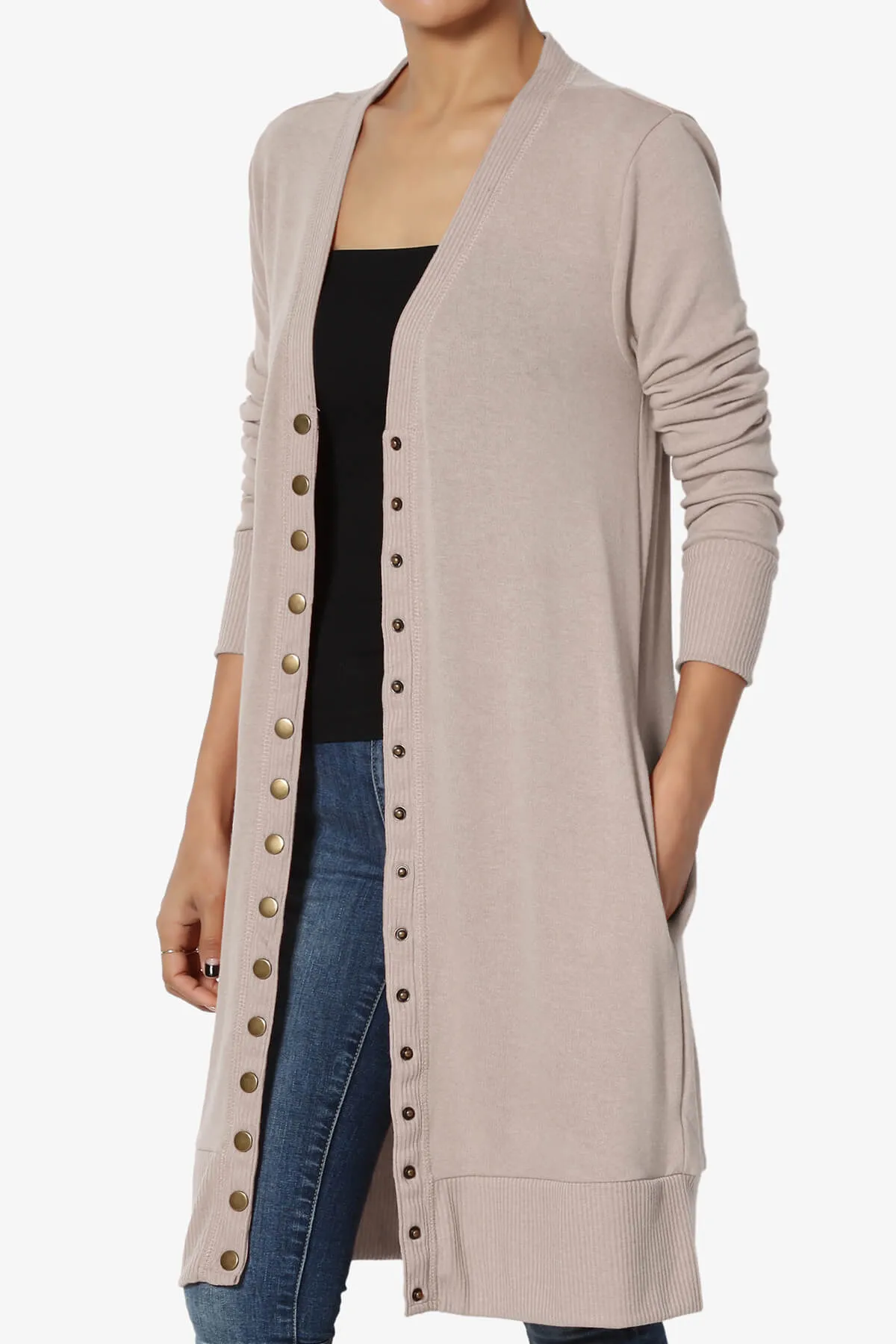 Braeden Snap Button Long Cardigan PLUS