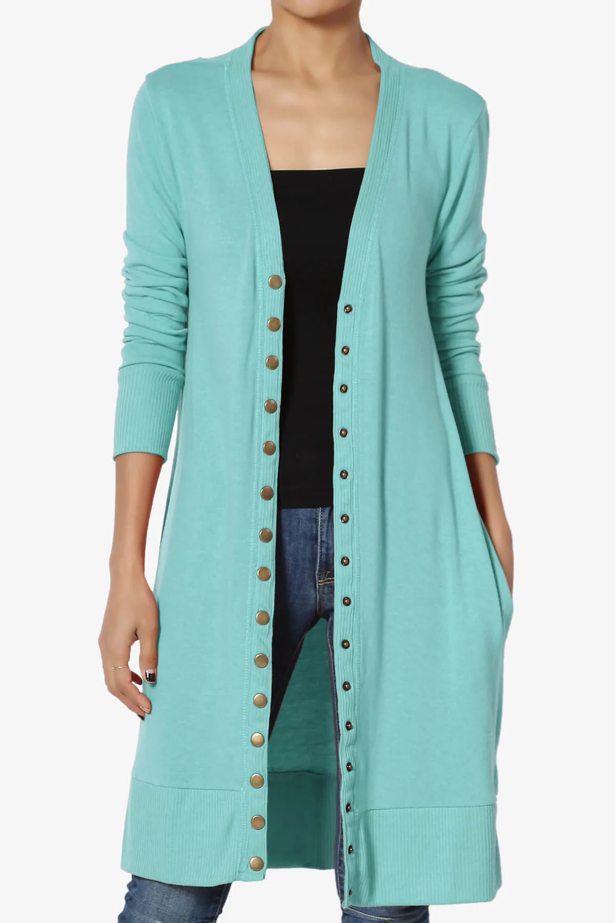 Braeden Snap Button Long Cardigan PLUS