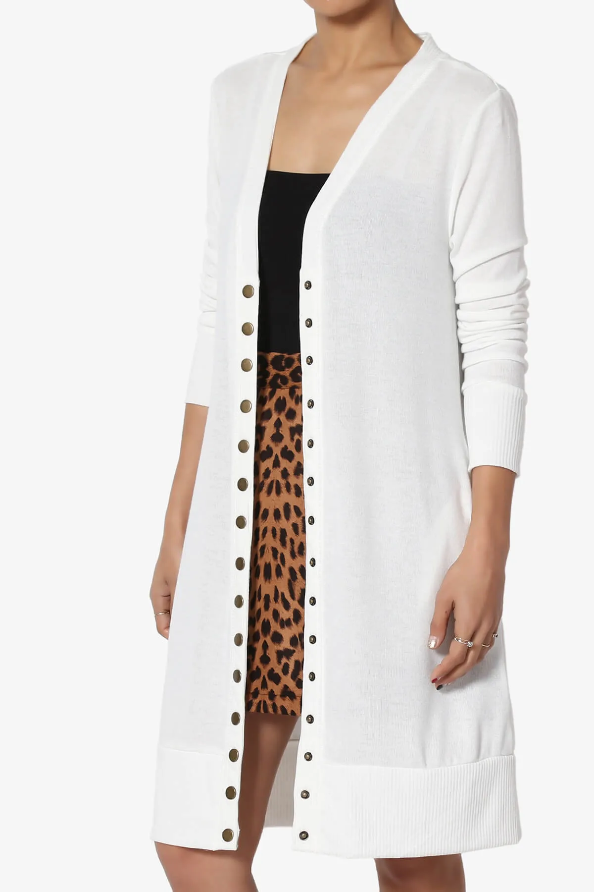 Braeden Snap Button Long Cardigan PLUS