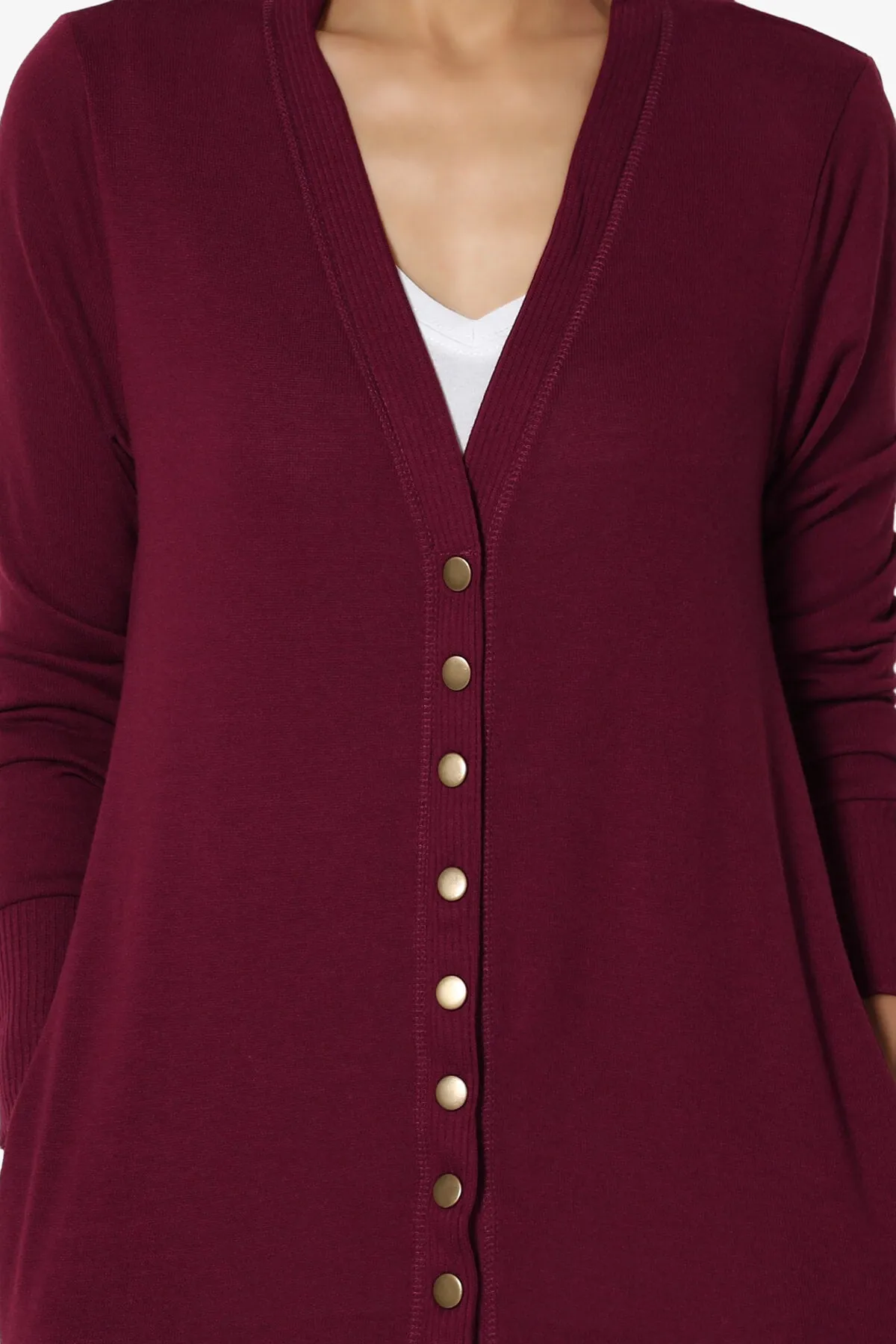 Braeden Snap Button Long Cardigan PLUS