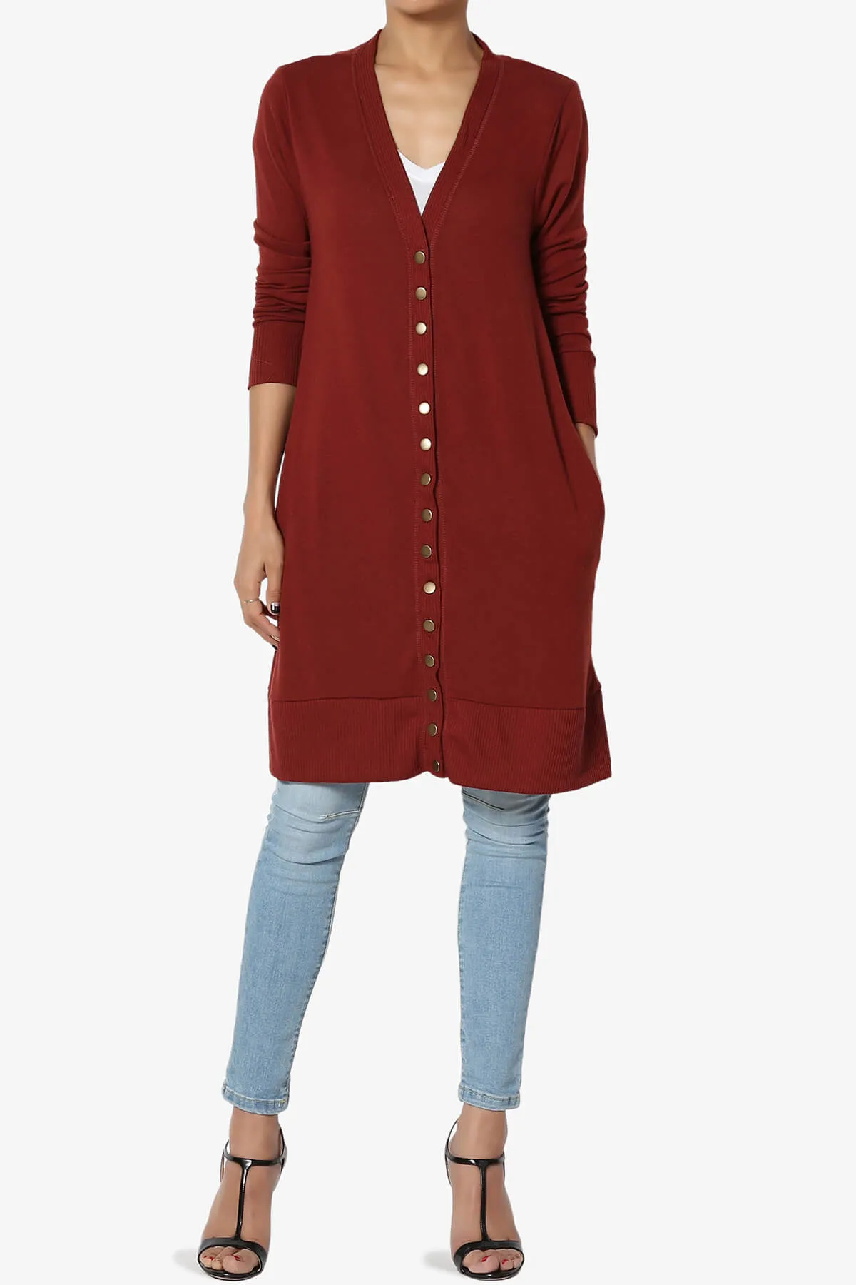 Braeden Snap Button Long Cardigan PLUS