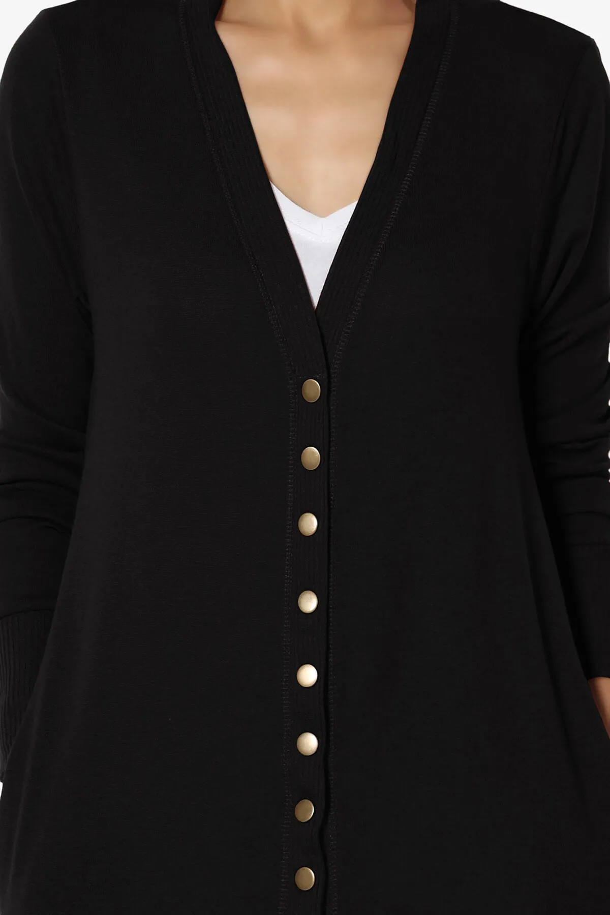 Braeden Snap Button Long Cardigan PLUS