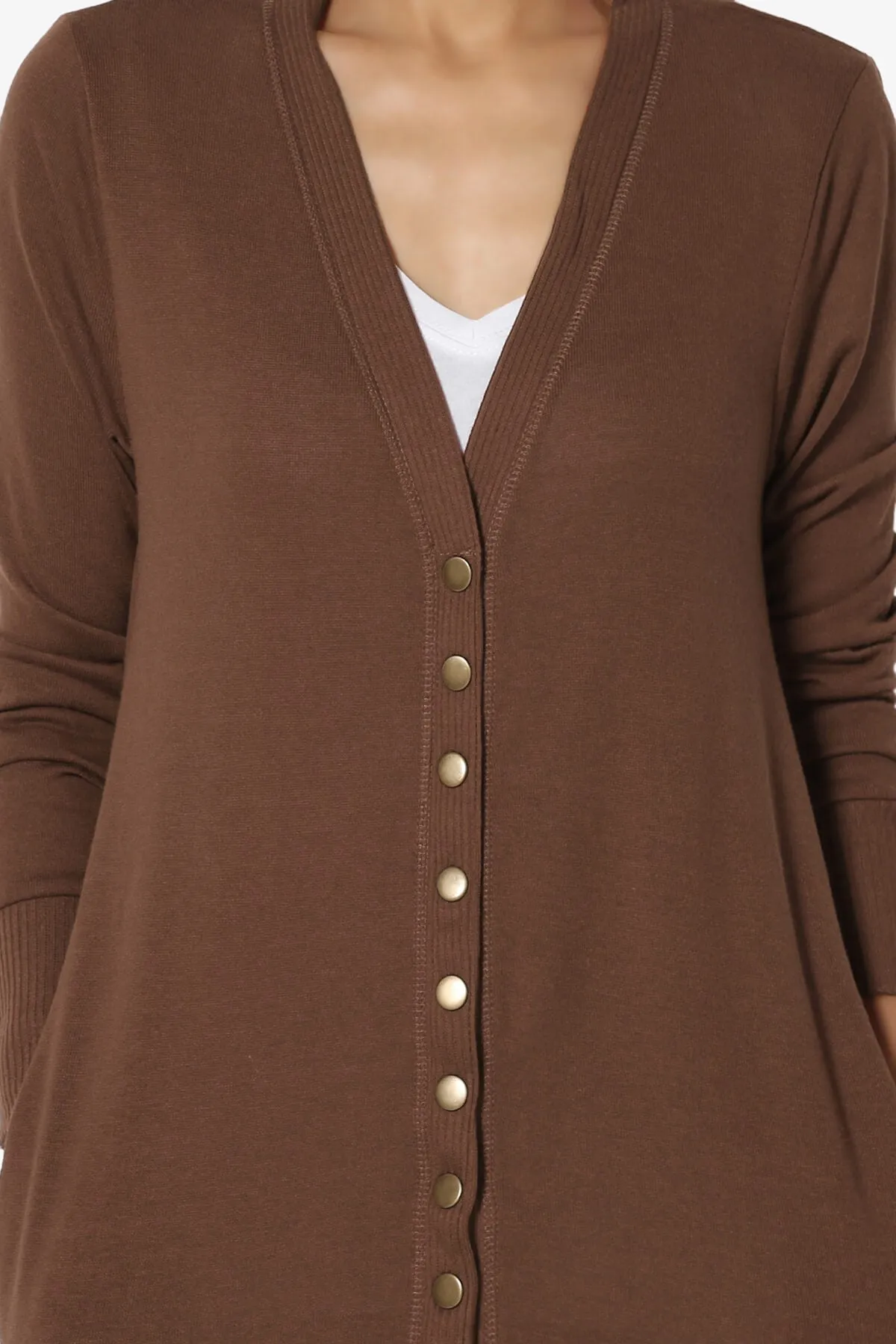 Braeden Snap Button Long Cardigan PLUS