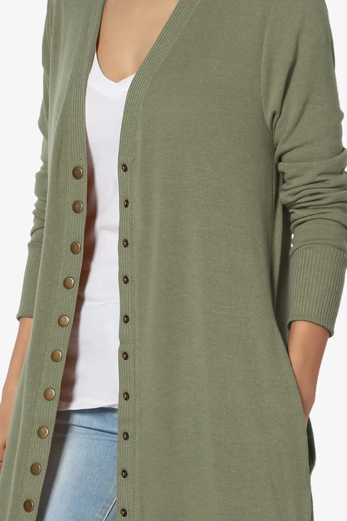 Braeden Snap Button Long Cardigan PLUS