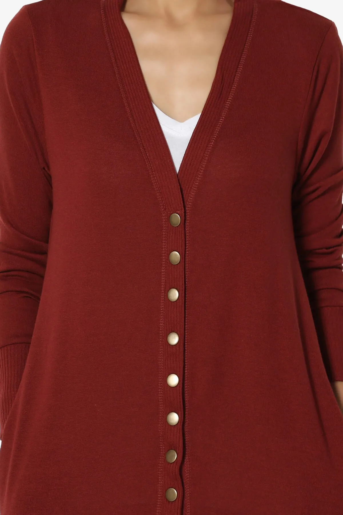 Braeden Snap Button Long Cardigan PLUS