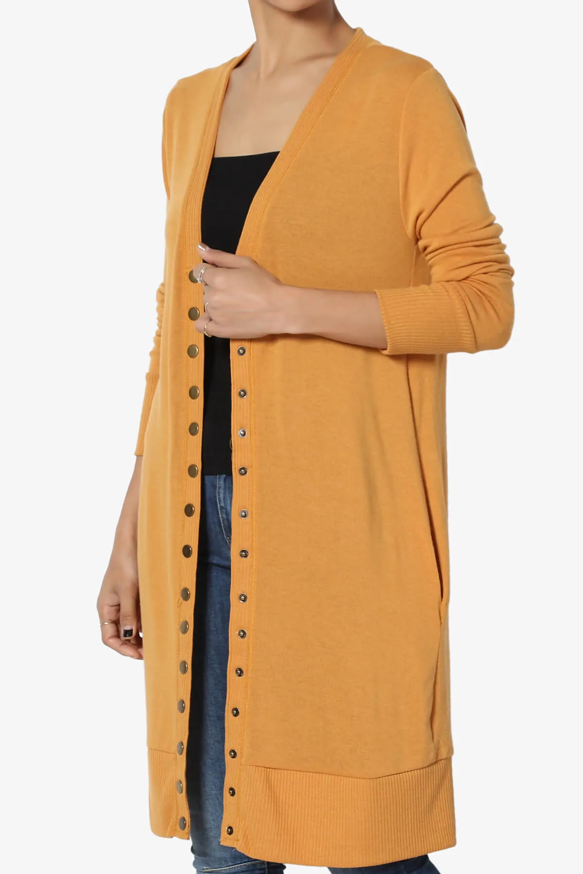 Braeden Snap Button Long Cardigan PLUS