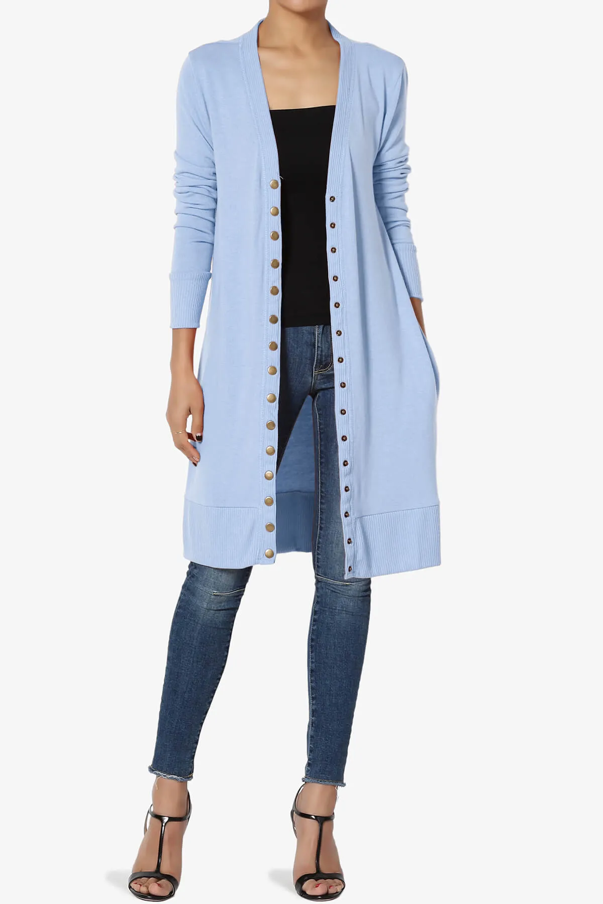 Braeden Snap Button Long Cardigan PLUS