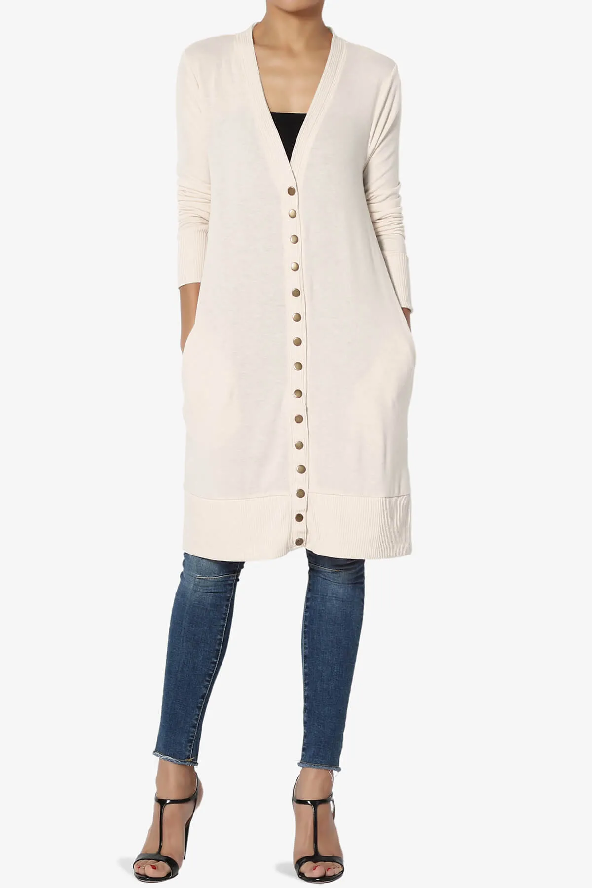 Braeden Snap Button Long Cardigan PLUS