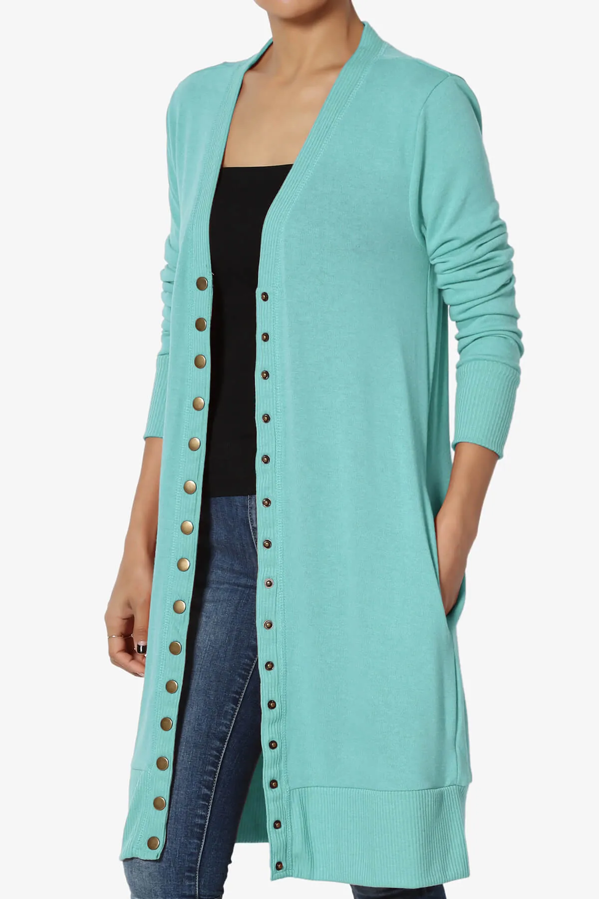 Braeden Snap Button Long Cardigan PLUS