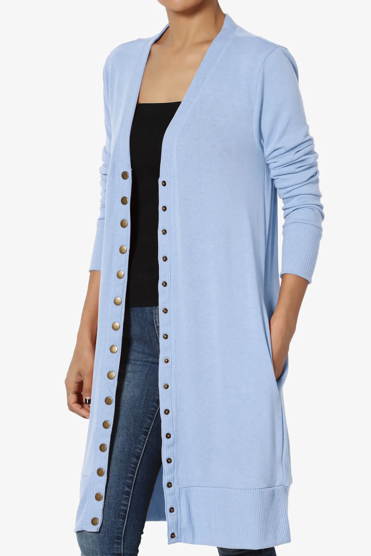 Braeden Snap Button Long Cardigan PLUS
