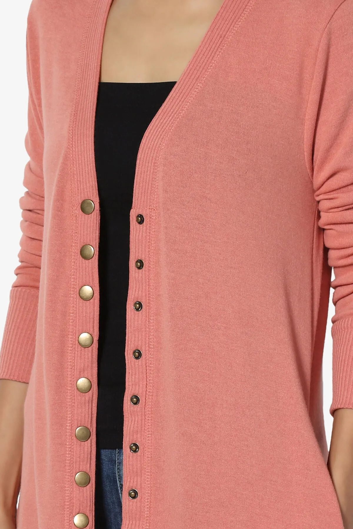 Braeden Snap Button Long Cardigan PLUS