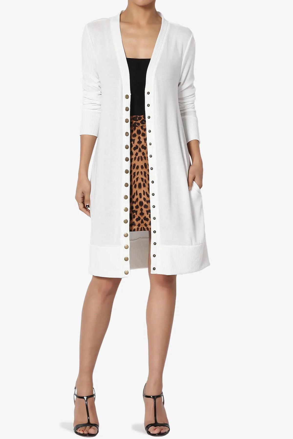 Braeden Snap Button Long Cardigan PLUS