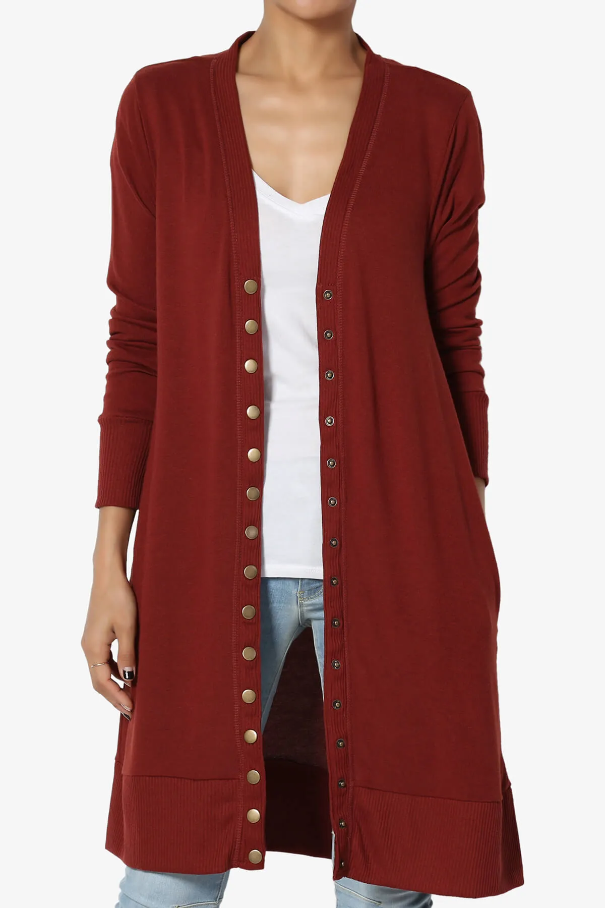 Braeden Snap Button Long Cardigan PLUS